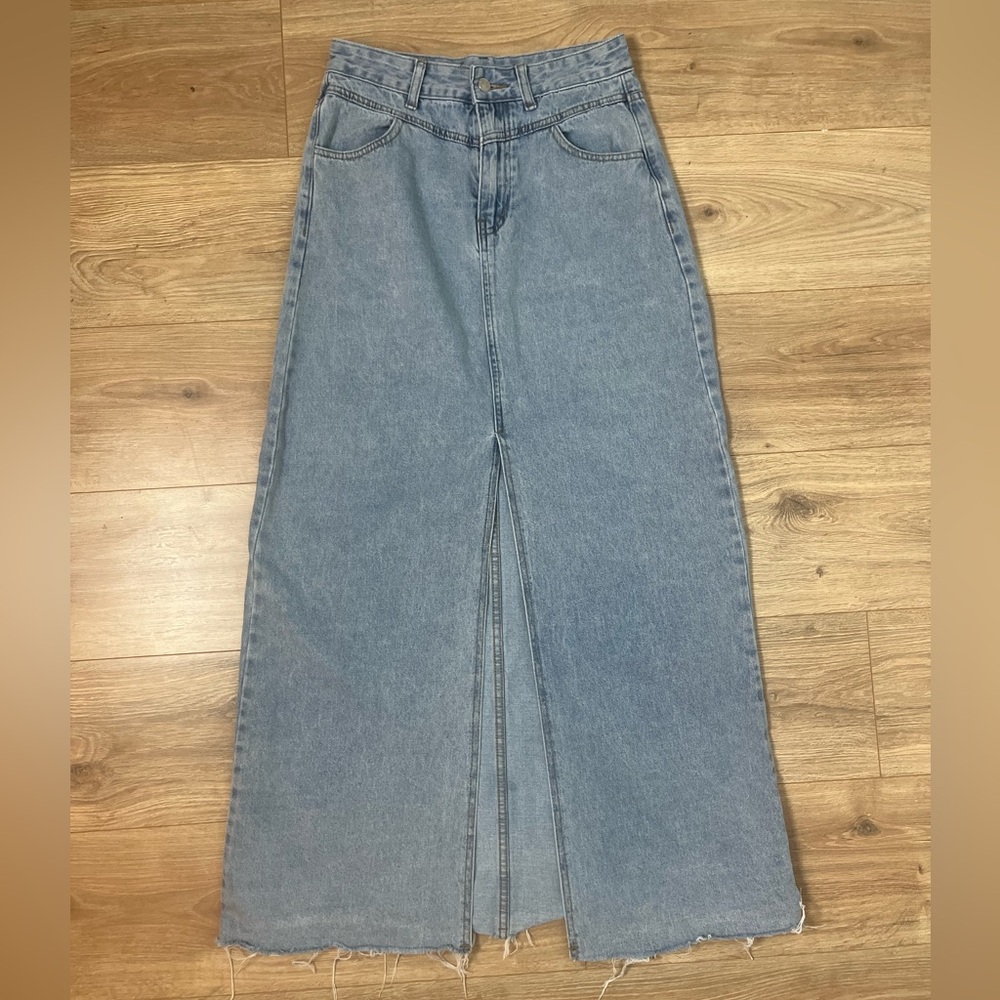 SHEIN Light Blue high waisted Denim Maxi Skirt size 6